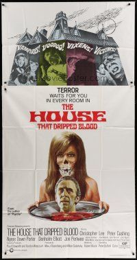 4w754 HOUSE THAT DRIPPED BLOOD 3sh '71 Christopher Lee, Vampires! Voodoo! Vixens!