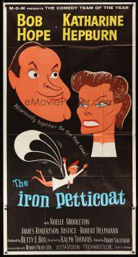 4w767 IRON PETTICOAT 3sh '56 great art of Bob Hope & Katharine Hepburn hilarious together!