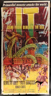 4w769 IT CAME FROM BENEATH THE SEA 3sh '55 Ray Harryhausen, a tidal wave of terror, cool art!