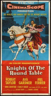 4w787 KNIGHTS OF THE ROUND TABLE 3sh '54 Robert Taylor as Lancelot, sexy Ava Gardner as Guinevere!