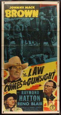 4w794 LAW COMES TO GUNSIGHT 3sh '47 great images of tough cowboy Johnny Mack Brown!