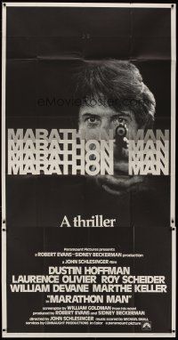 4w822 MARATHON MAN int'l 3sh '76 cool image of Dustin Hoffman, John Schlesinger classic thriller!
