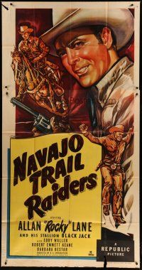 4w843 NAVAJO TRAIL RAIDERS 3sh '49 art of cowboy Allan Rocky Lane & his stallion Black Jack!