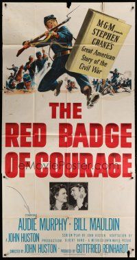 4w884 RED BADGE OF COURAGE 3sh '51 Audie Murphy, John Huston, from Stephen Crane Civil War novel!