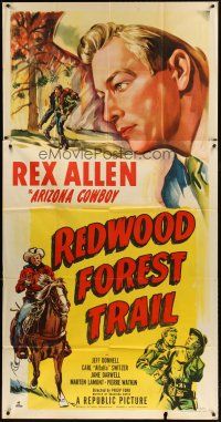 4w886 REDWOOD FOREST TRAIL 3sh '50 cool close up art of Arizona Cowboy Rex Allen!