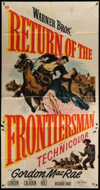 4w889 RETURN OF THE FRONTIERSMAN 3sh '50 art of Gordon MacRae on horseback grabbing Julie London!