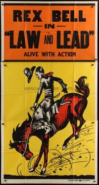 4w891 REX BELL 3sh '40s cool art of cowboy on wild horse, Law and Lead, alive with action!
