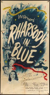 4w893 RHAPSODY IN BLUE 3sh '45 Robert Alda as George Gershwin, Al Jolson pictured!