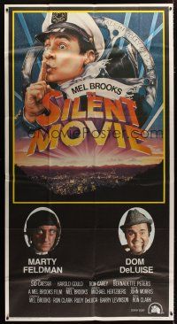 4w917 SILENT MOVIE int'l 3sh '76 Marty Feldman, Dom DeLuise, art of Mel Brooks by John Alvin!