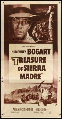 4w969 TREASURE OF THE SIERRA MADRE 3sh R53 Humphrey Bogart, Tim Holt & Walter Huston, classic!