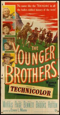 4w998 YOUNGER BROTHERS 3sh '49 outlaw brothers Wayne Morris, Bruce Bennett & Robert Hutton!
