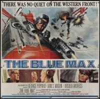 4w237 BLUE MAX 6sh '66 great artwork of WWI fighter pilot George Peppard in airplane!