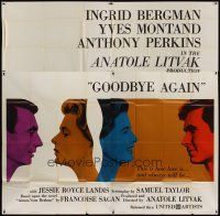 4w280 GOODBYE AGAIN 6sh '61 art of Ingrid Bergman between Yves Montand & Anthony Perkins!