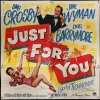 4w301 JUST FOR YOU 6sh '52 Bing Crosby & Jane Wyman on telephone + sexy girls in sombreros!