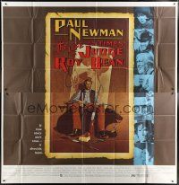 4w309 LIFE & TIMES OF JUDGE ROY BEAN 6sh '72 John Huston, art of Paul Newman by Richard Amsel!