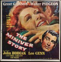 4w320 MINIVER STORY 6sh '50 artwork of pretty Greer Garson embracing Walter Pidgeon!