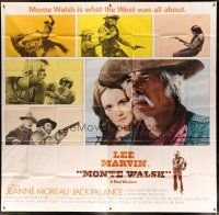 4w322 MONTE WALSH int'l 6sh '70 super close up of cowboy Lee Marvin & pretty Jeanne Moreau!