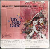4w323 MY FAIR LADY int'l 6sh R69 classic art of Audrey Hepburn & Rex Harrison by Bob Peak!