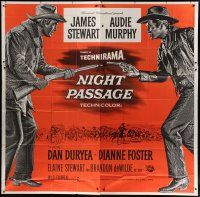 4w325 NIGHT PASSAGE 6sh '57 best full-length art of Jimmy Stewart & Audie Murphy!