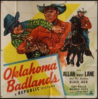 4w327 OKLAHOMA BADLANDS 6sh '48 cool artwork of cowboy Allan Rocky Lane & his Stallion Black Jack!