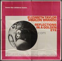 4w340 REFLECTIONS IN A GOLDEN EYE 6sh '67 Huston, cool image of Elizabeth Taylor & Marlon Brando!