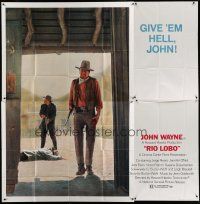 4w344 RIO LOBO 6sh '71 Howard Hawks, Give 'em Hell, John Wayne, great cowboy image!