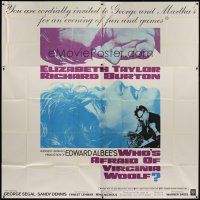 4w378 WHO'S AFRAID OF VIRGINIA WOOLF int'l 6sh '66 Elizabeth Taylor, Richard Burton, Mike Nichols
