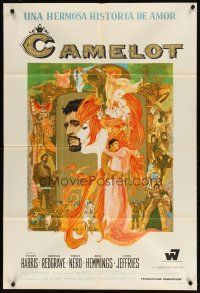 4w039 CAMELOT Argentinean '67 Richard Harris as King Arthur, Redgrave as Guenevere, Bob Peak art!