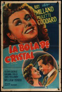 4w040 CRYSTAL BALL Argentinean '43 art of sexy Paulette Goddard & Ray Milland in crystal ball!