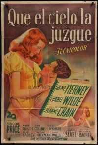 4w060 LEAVE HER TO HEAVEN Argentinean '45 art of sexy redhead Gene Tierney & Cornel Wilde!