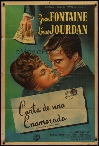 4w061 LETTER FROM AN UNKNOWN WOMAN Argentinean '48 Ophuls, art of Joan Fontaine & Louis Jourdan!