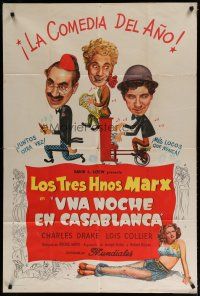 4w067 NIGHT IN CASABLANCA Argentinean '46 wacky art of The Marx Brothers, Groucho, Chico & Harpo!