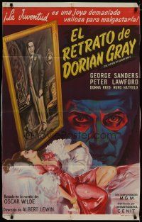 4w074 PICTURE OF DORIAN GRAY Argentinean '45 George Sanders, Hurd Hatfield, Donna Reed, creepy!