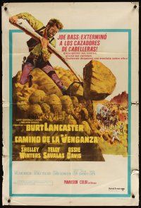 4w078 SCALPHUNTERS Argentinean '68 different art of Burt Lancaster pushing boulder down hill!