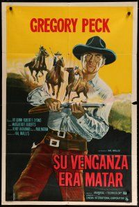 4w079 SHOOT OUT Argentinean '71 great full-length image of gunfighter Gregory Peck vs. 3 fast guns!