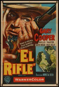 4w082 SPRINGFIELD RIFLE Argentinean R1950s cool close-up artwork of Gary Cooper with rifle!