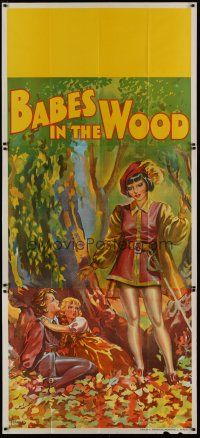 4w006 BABES IN THE WOOD stage play English 3sh '30s stone litho of female hero finding lost kids!