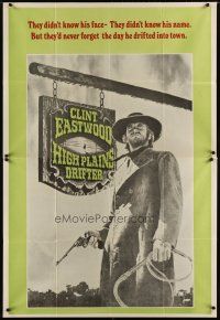 4w018 HIGH PLAINS DRIFTER English 3sh '73 classic art of Clint Eastwood holding gun & whip!