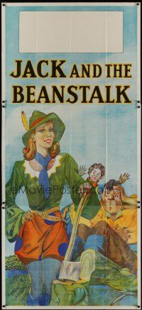 4w009 JACK & THE BEANSTALK stage play English 3sh '30s stone litho art of female Jack with axe!