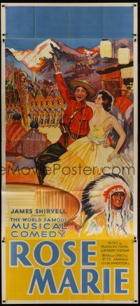 4w013 ROSE MARIE stage play English 3sh '30s wonderful stone litho art of Hammerstein/Harbach play!