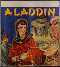 4w005 ALADDIN stage play English 6sh '30s stone litho of female lead with lamp & treasure!