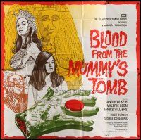 4w001 BLOOD FROM THE MUMMY'S TOMB English 6sh '72 wild art of Egyptian beauties & severed hand!