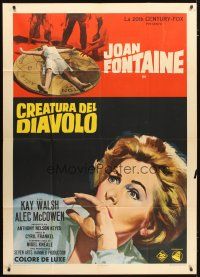 4w422 DEVIL'S OWN Italian 1p '67 Hammer, different close up art of scared Joan Fontaine!