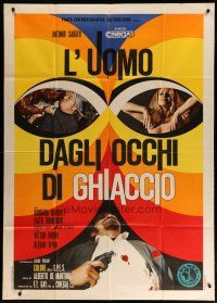 4w483 MAN WITH ICY EYES Italian 1p '71 Sabato, sexy naked Barbara Bouchet, cool crime artwork!