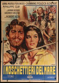 4w492 MUSKETEERS OF THE SEA Italian 1p '62 art of Pier Angeli & pirate Pollock by Olivetti!