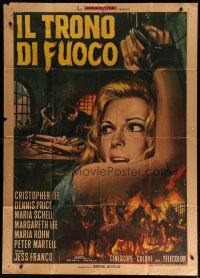 4w495 NIGHT OF THE BLOOD MONSTER Italian 1p '70 Jess Franco, different Casaro art of bound woman!