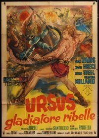 4w511 REBEL GLADIATORS Italian 1p '63 Ursus, il gladiatore ribelle, sword & sandal art by Tarquini