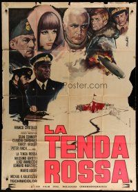 4w513 RED TENT Italian 1p '71 different art of Sean Connery & Claudia Cardinale by Enzo Nistri!