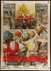 4w558 THREE SERGEANTS OF BENGAL Italian 1p '65 Umberto Lenzi, cool art by Averardo Ciriello!