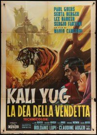 4w565 VENGEANCE OF KALI Italian 1p '63 art of snarling tiger, elephants & top stars by Martinati!